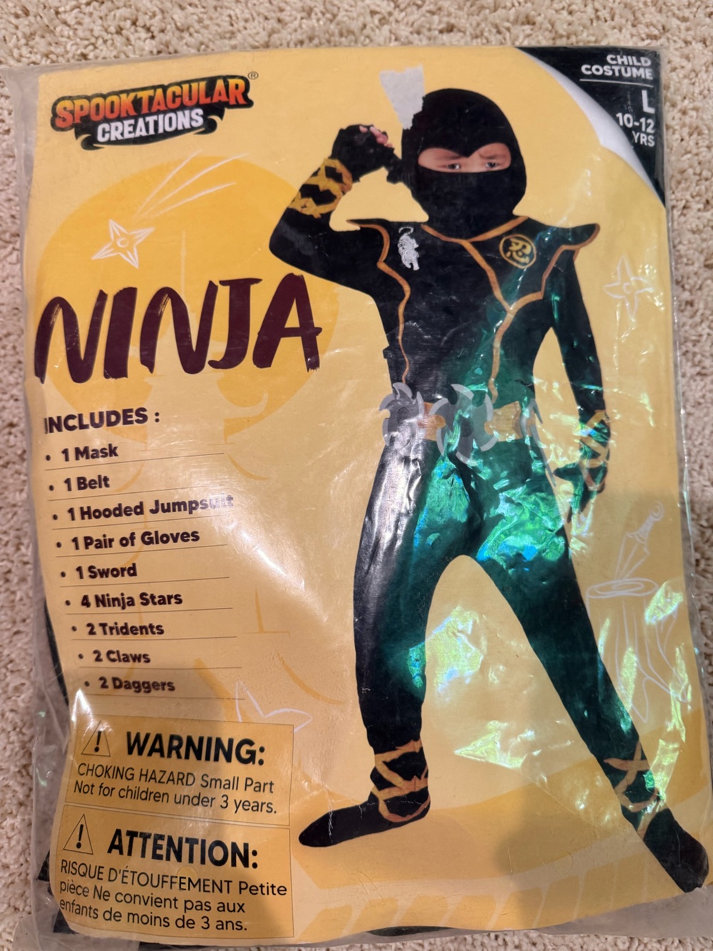 Spooktacular Creations Kids Ninja Costume - Black with Gold Accents